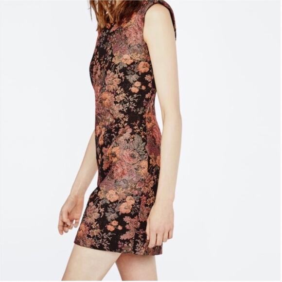 Maje Dress small metallic mini floral Asian holiday Robe Jacquard WORN ONCE - Picture 4 of 8